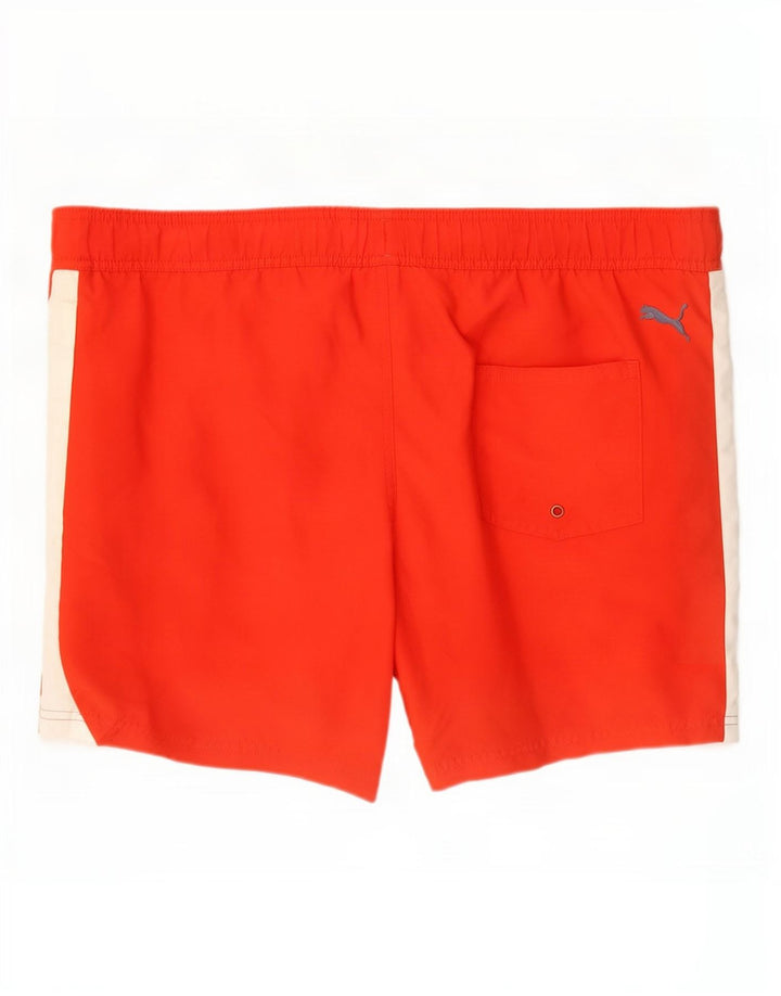Puma grafiske badeshorts til mænd, store orange colourblock polyester