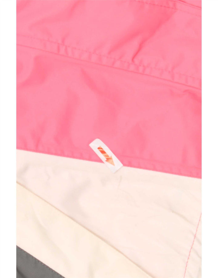 Vintage skijakke med hætte til kvinder UK 12 Medium Pink Colourblock Polyamid