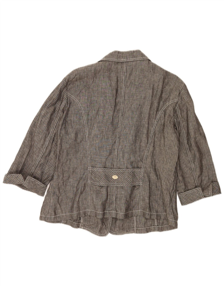 Trussardi Jeans Dame 3/4-ærmet blazerjakke IT 50 XL Gråstribet