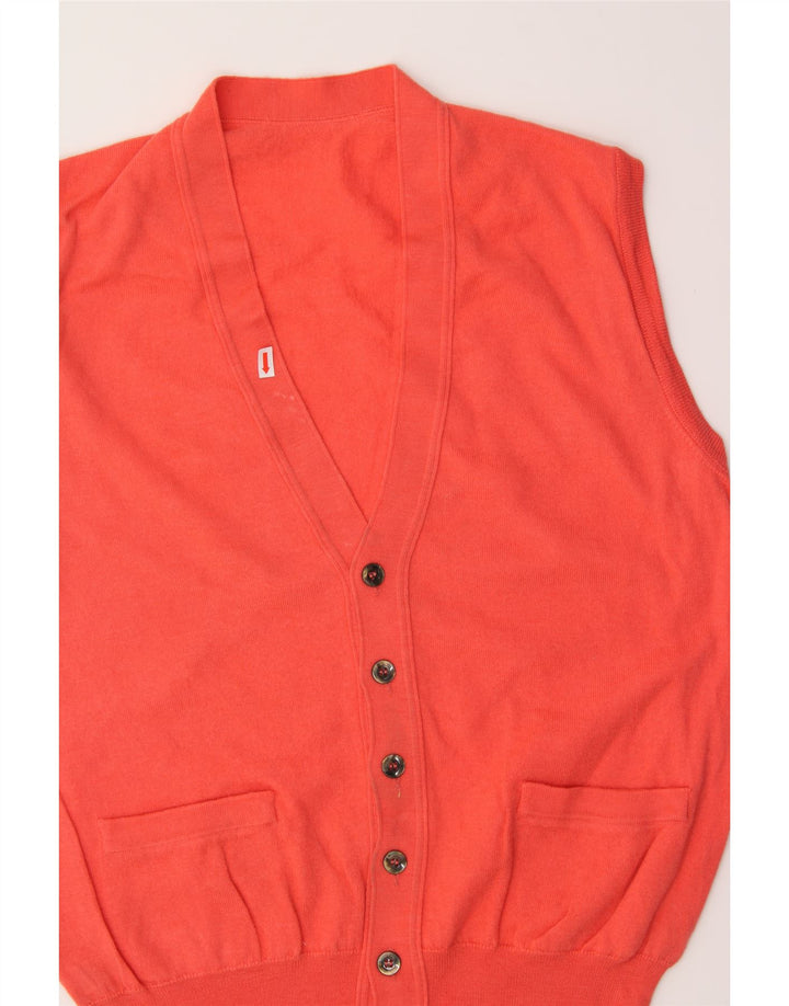 VINTAGE Mens Sleeveless Cardigan Sweater Small Pink Wool Vintage Vintage and Second-Hand Vintage from Messina Hembry 