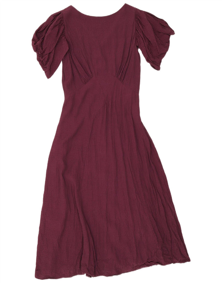 Ted Baker Dame Maxikjole Størrelse 2 Lille Burgundy Viscose