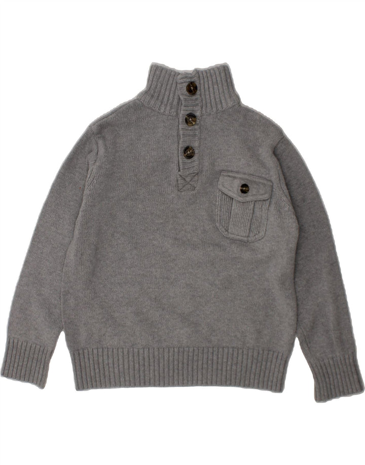 TOMMY HILFIGER Boys Button Neck Jumper Sweater 4-5 Years Grey Cotton Vintage Tommy Hilfiger and Second-Hand Tommy Hilfiger from Messina Hembry 