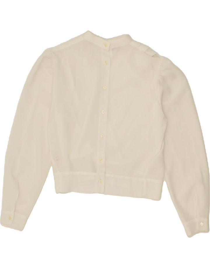 PRIMAVERA FIRENZE Womens Crop Shirt Blouse UK 16 Large White Polyester Vintage Primavera Firenze and Second-Hand Primavera Firenze from Messina Hembry 