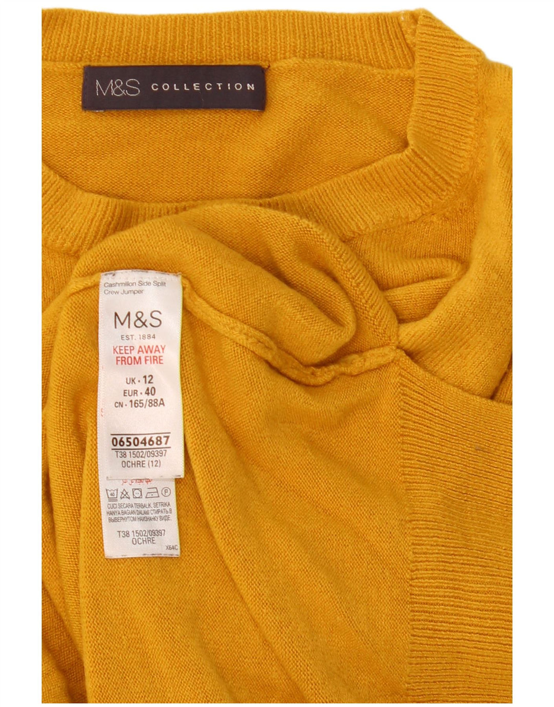 Marks & Spencer Dame sweater med rund hals DK 12 Medium Gul Akryl
