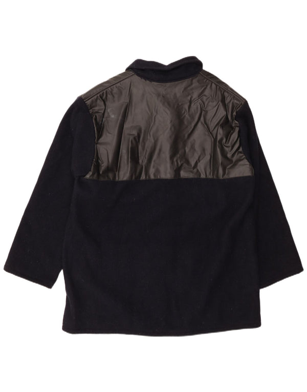 VINTAGE Herre Loose Fit Overfrakke IT 44 XS Marineblå Colourblock Uld