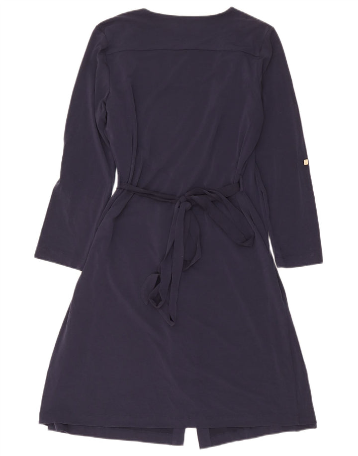 Calvin Klein Dame Langærmet Wrap Dress UK 14 Medium Navy Blue Polyester