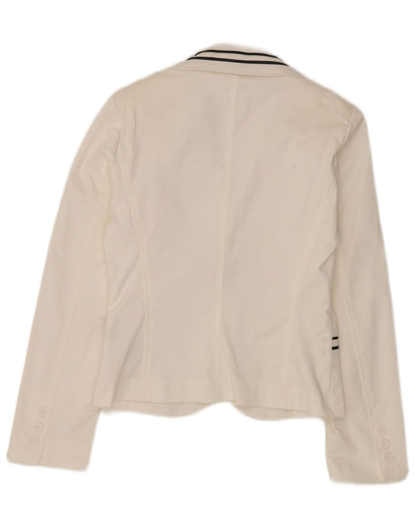 Vintage dame 1-knaps blazerjakke IT 44 Medium hvid bomuld