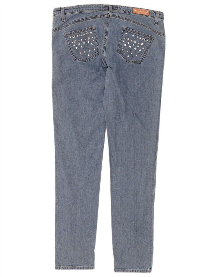 TRUSSARDI Dame Skinny Jeans IT 47 Large W33 L32 Blå