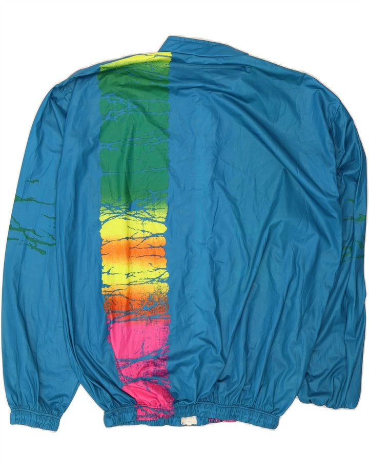 VINTAGE Mens Tracksuit Top Jacket 2XL Blue Colourblock Polyester Vintage Vintage and Second-Hand Vintage from Messina Hembry 