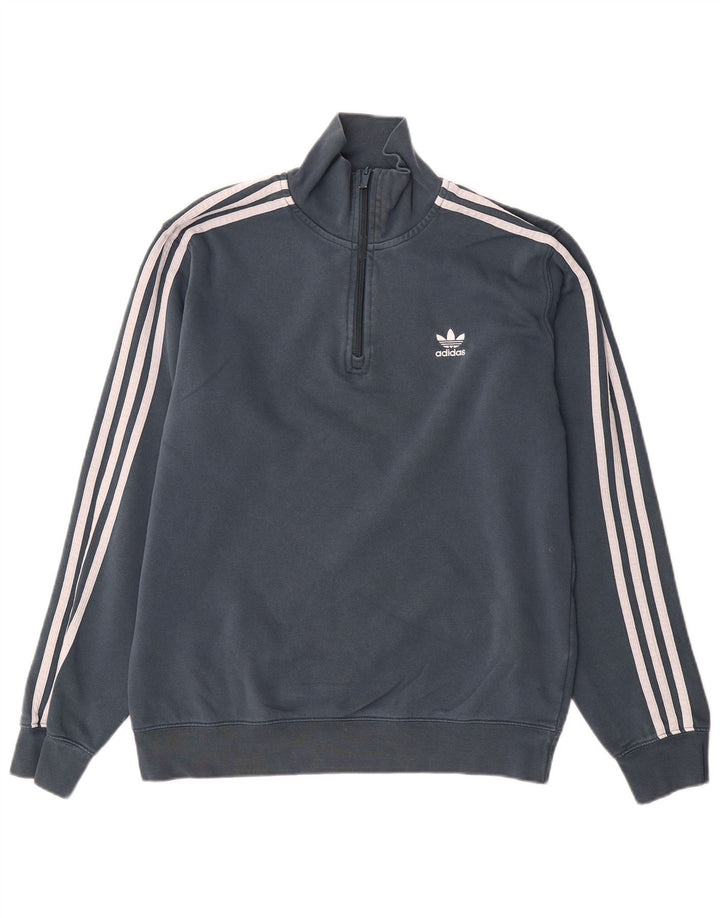 Adidas Sweatshirt med lynlås til mænd mellem grå bomuld