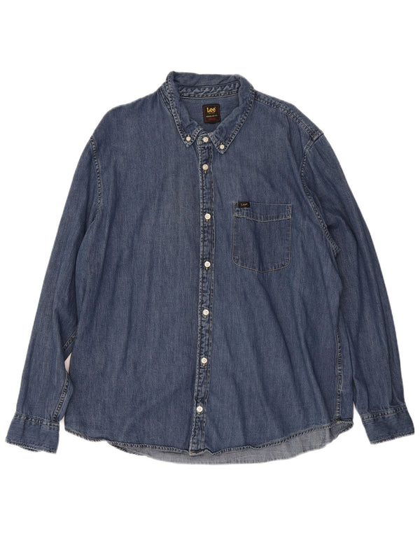 Lee Herre Regular Fit denimskjorte 2XL blå bomuld
