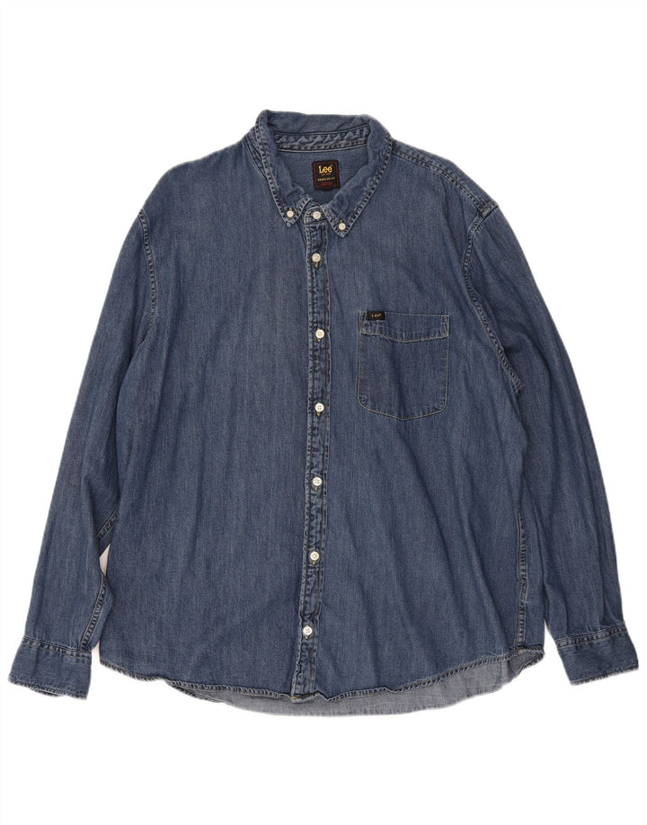 Lee Herre Regular Fit denimskjorte 2XL blå bomuld