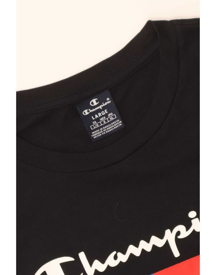 Champion Herre Grafisk T-Shirt Top Stor Sort