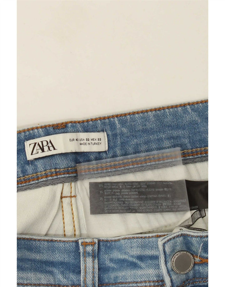 Zara Herre Slim Jeans EU 42 Large W32 L30 Blå Bomuld