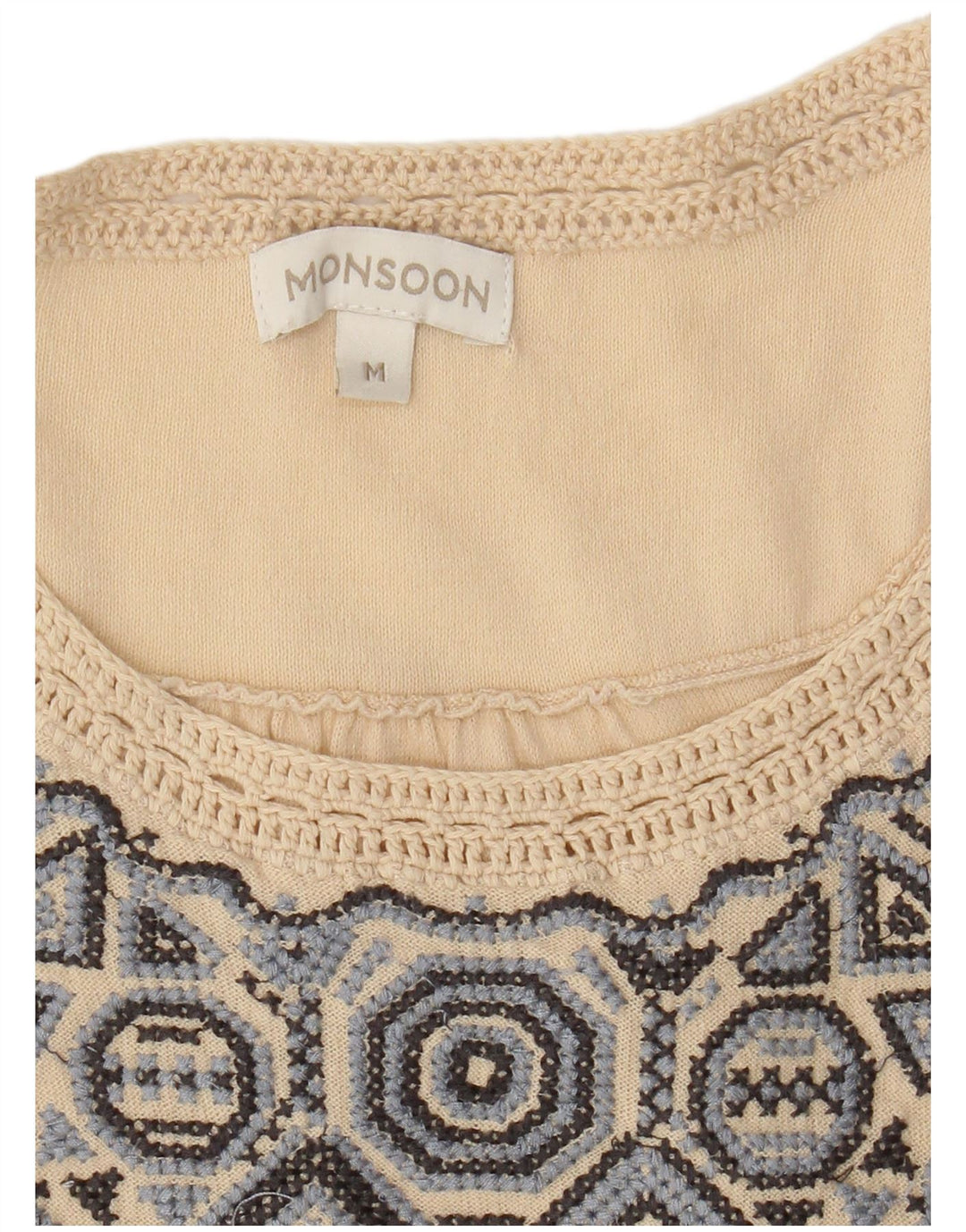 Monsoon Damebluse Top UK 14 Medium Beige Fair Isle