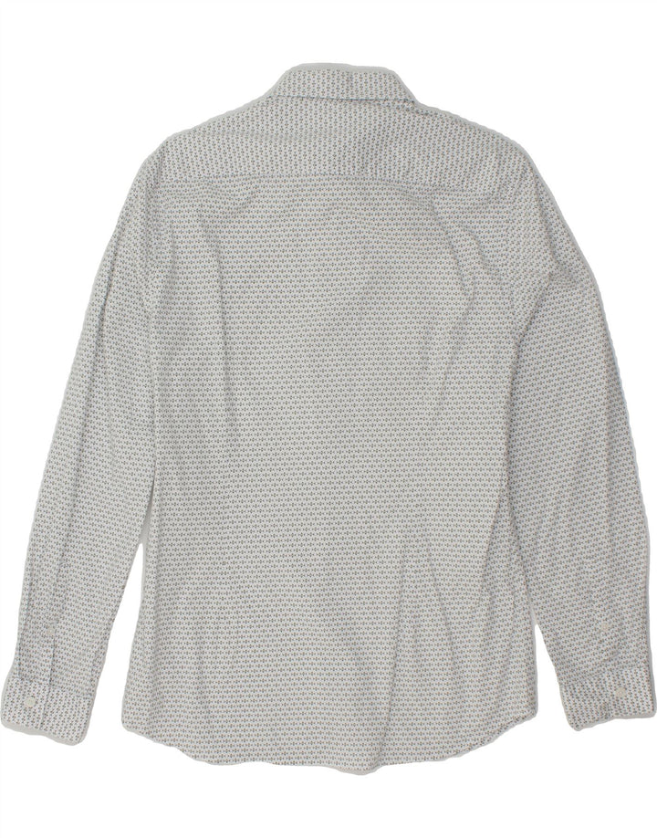 JULES Mens Stretch Abstract Pattern Slim Shirt Large White Cotton Vintage Jules and Second-Hand Jules from Messina Hembry 