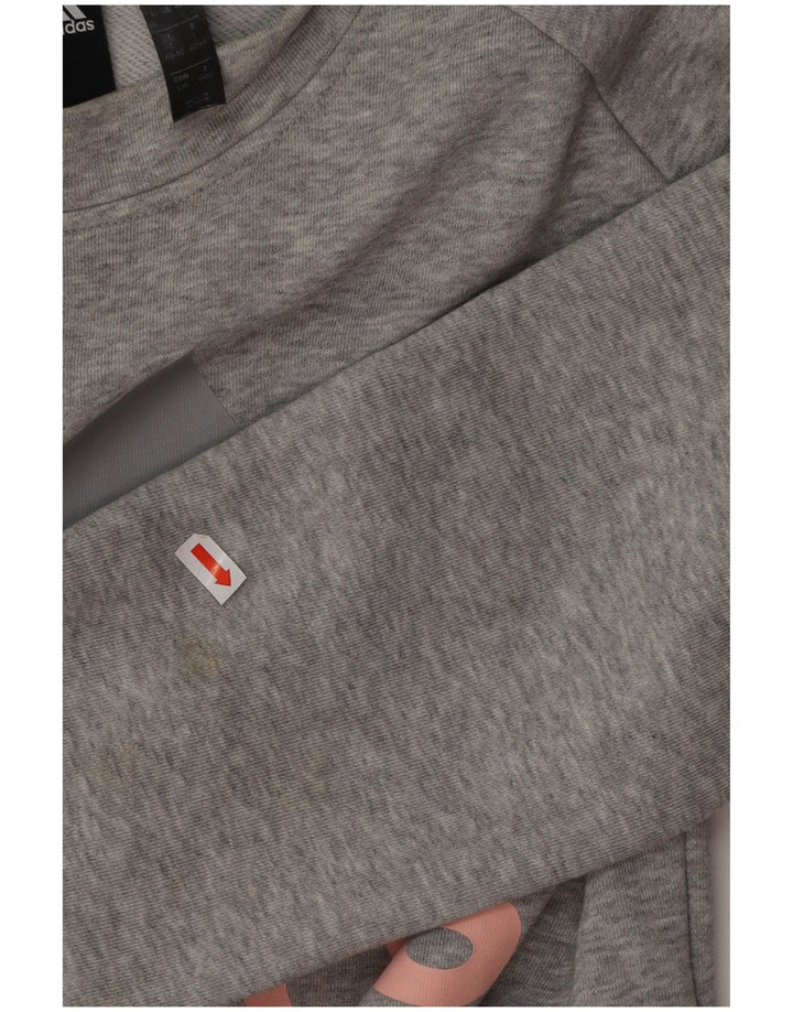 ADIDAS Graphic Sweatshirt Jumper UK 14/16 Stor grå bomuld