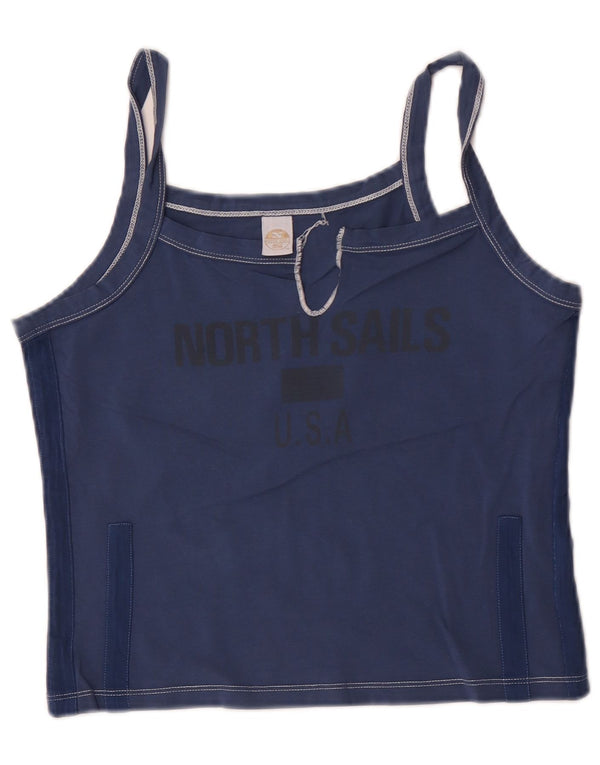 North Sails Womens Graphic Cami Top UK 14 Large Navy Blue Cotton