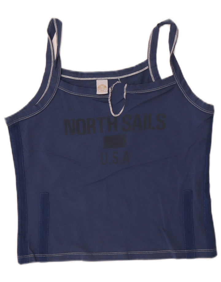 North Sails Dame Grafisk Cami Top UK 14 Large Navy Blue Cotton