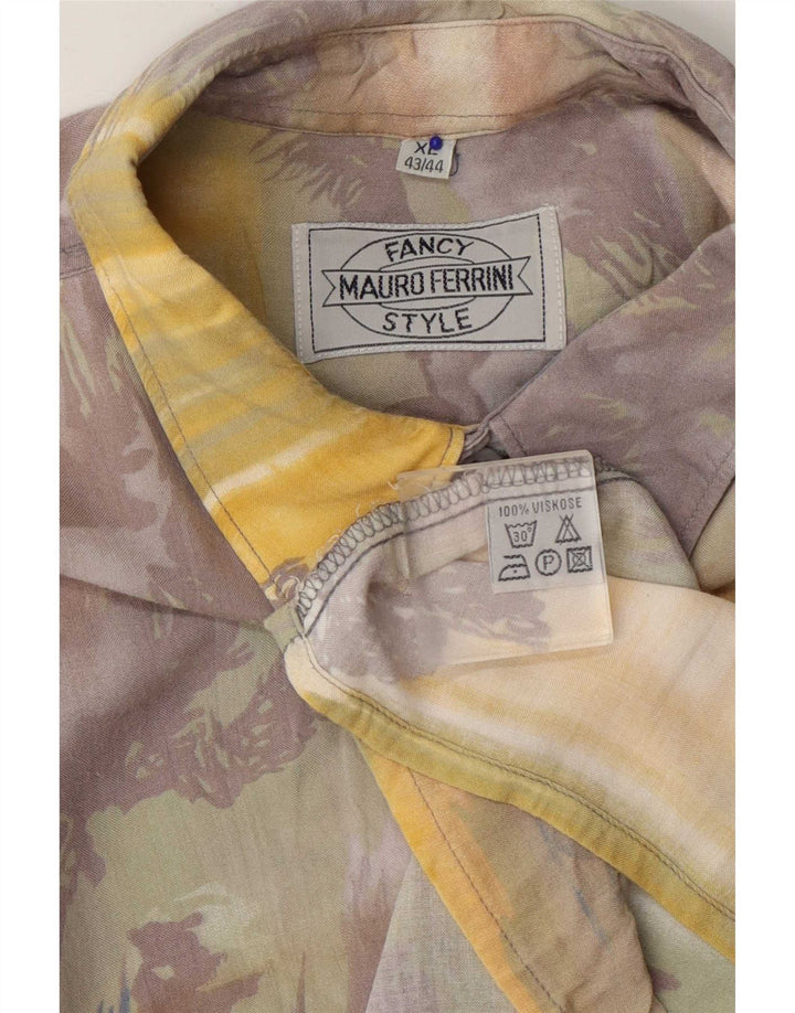 Mauro Ferrini Herre abstrakt mønster skjorte størrelse 43/44 XL Flerfarvet