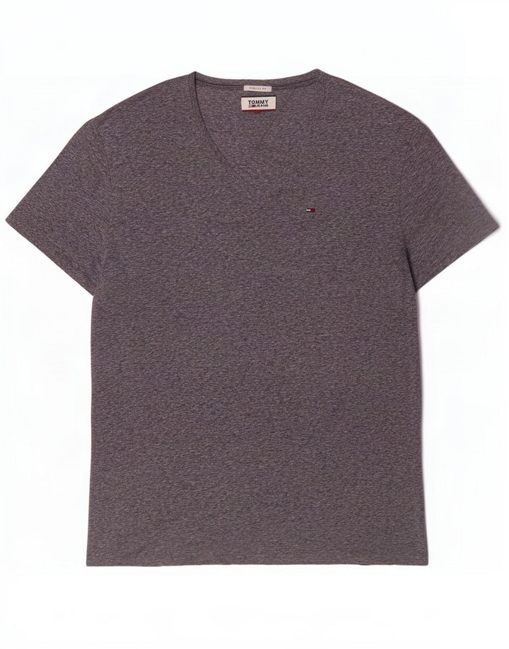 Tommy Hilfiger Herre Regular Fit T-Shirt Top XL Grå Flecked Polyester