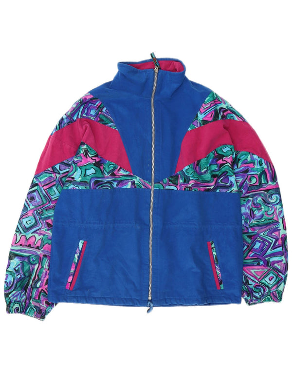 Terinda Womens Oversized Tracksuit Top Jacket UK 14 Medium Blue Geometric