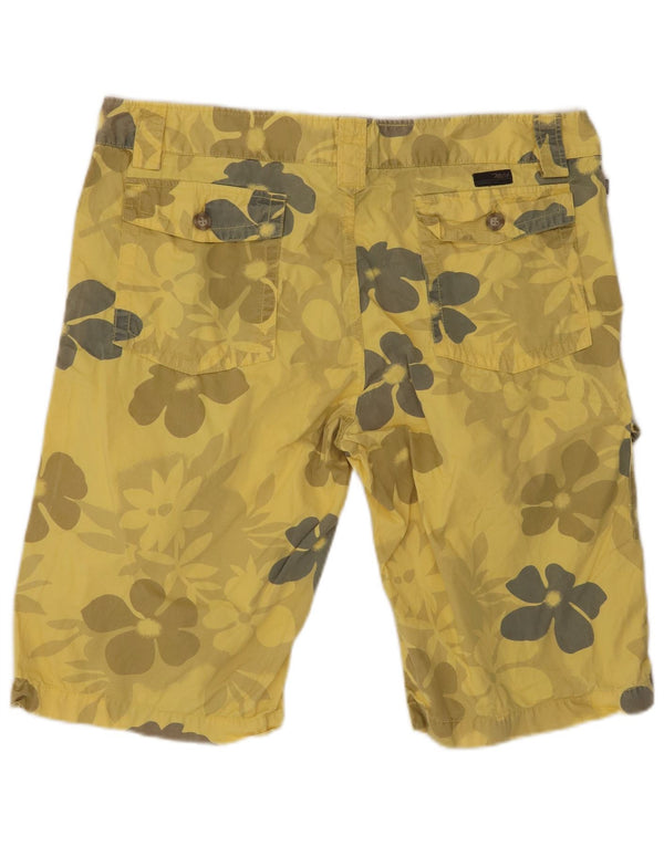 Marlboro Classics Herre Cargo Shorts EU 58 4XL W38 Gul blomsterbomuld