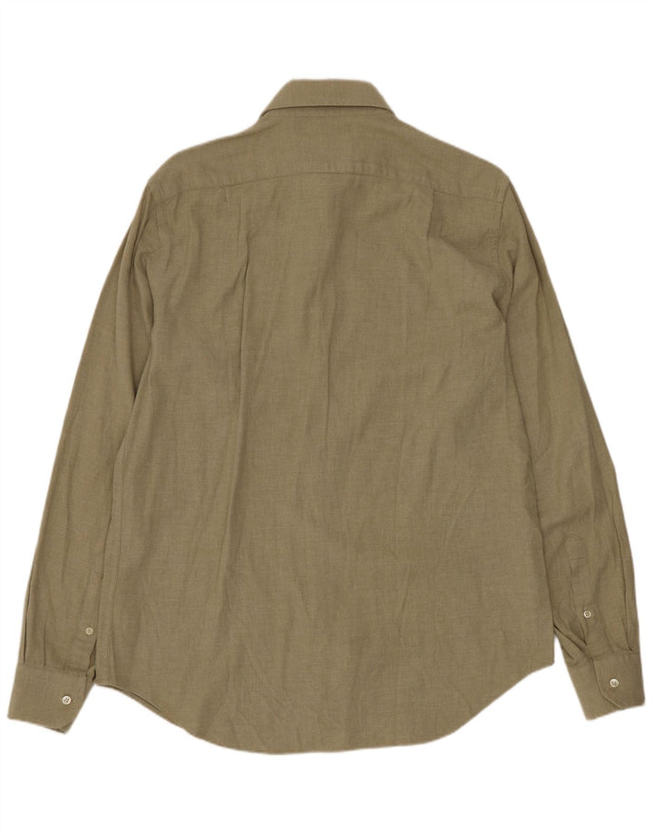 Les Copains Herre Regular Fit Skjorte Størrelse 15 1/2 40 Medium Grøn Bomuld