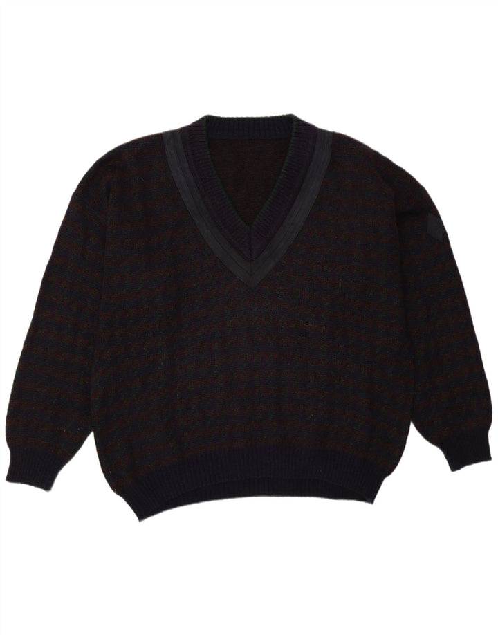 Vintage herre V-hals sweater XL lilla ternet