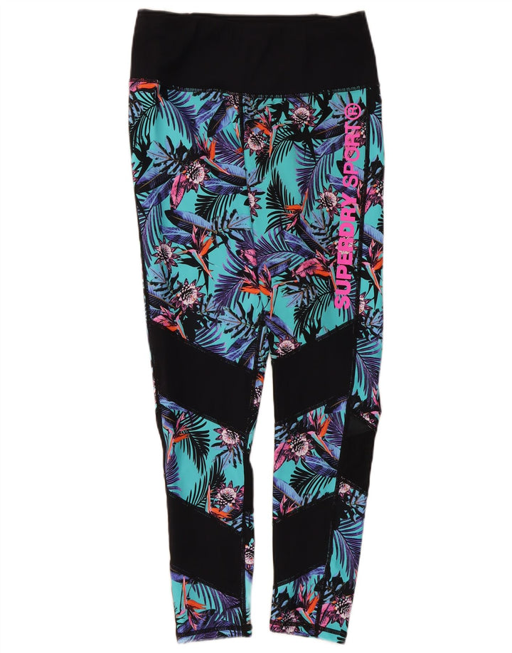 Superdry Womens Graphic Crop Leggings UK 12 Medium Multicolored Floral
