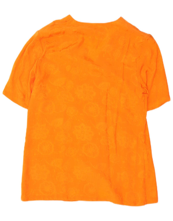 Silvia Bauer Kortærmet skjortebluse til kvinder UK 16 Large Orange Floral