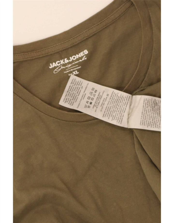 Jack & Jones Mens T-Shirt Top XL Khaki Cotton