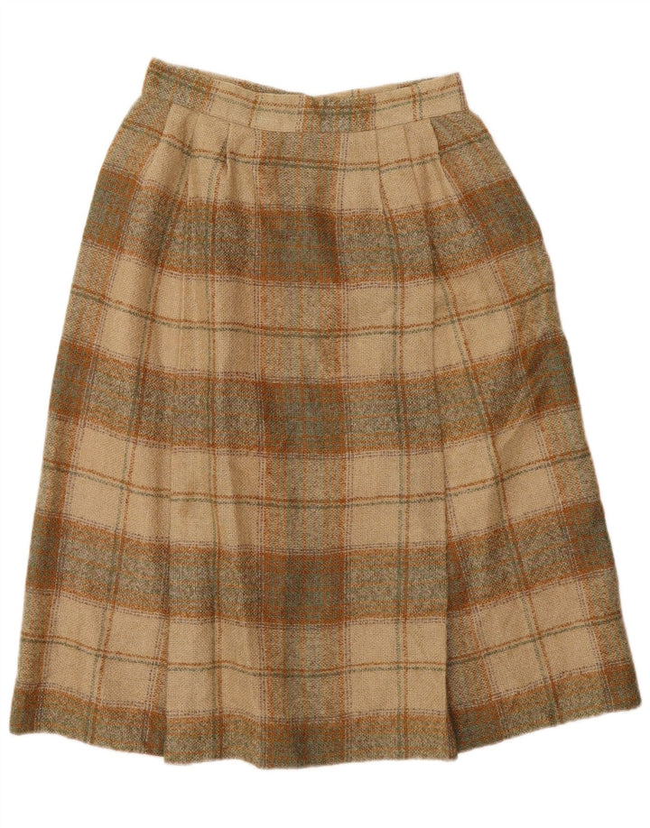Vintage dame A-line nederdel W26 lille beige ternet polyester