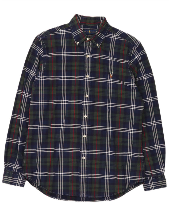 RALPH LAUREN Herre Classic Fit skjorte Medium Navyblå Plaid Bomuld