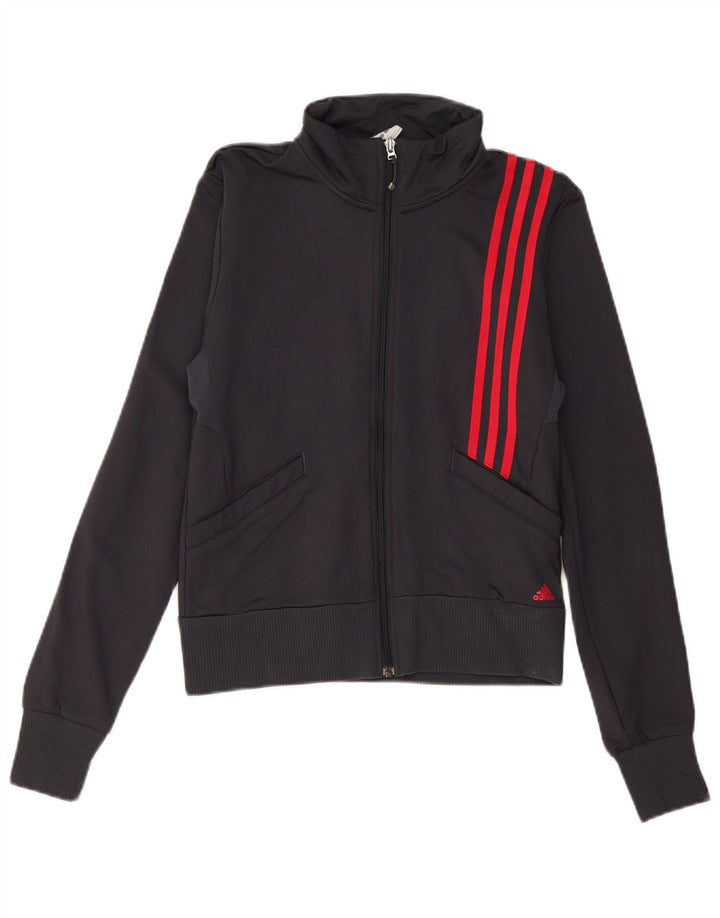 ADIDAS Dame Climalite Træningsdragt Topjakke UK 12 Medium Grå Polyamid