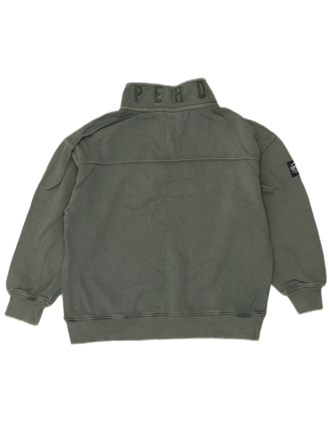 SUPERDRY drenge grafisk sweatshirt med lynlåshals 7-8 år grøn bomuld