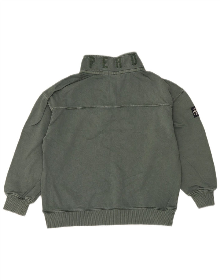 SUPERDRY drenge grafisk sweatshirt med lynlåshals 7-8 år grøn bomuld