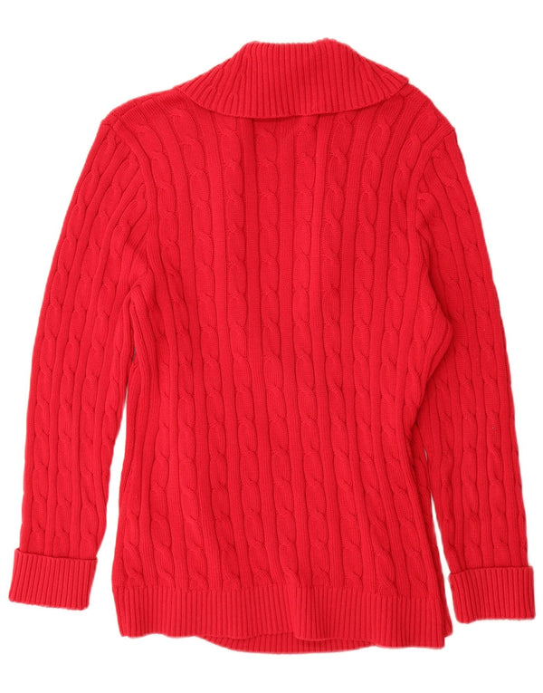 Ralph Lauren Dame Longline Cardigan Sweater UK 18 XL Rød Bomuld