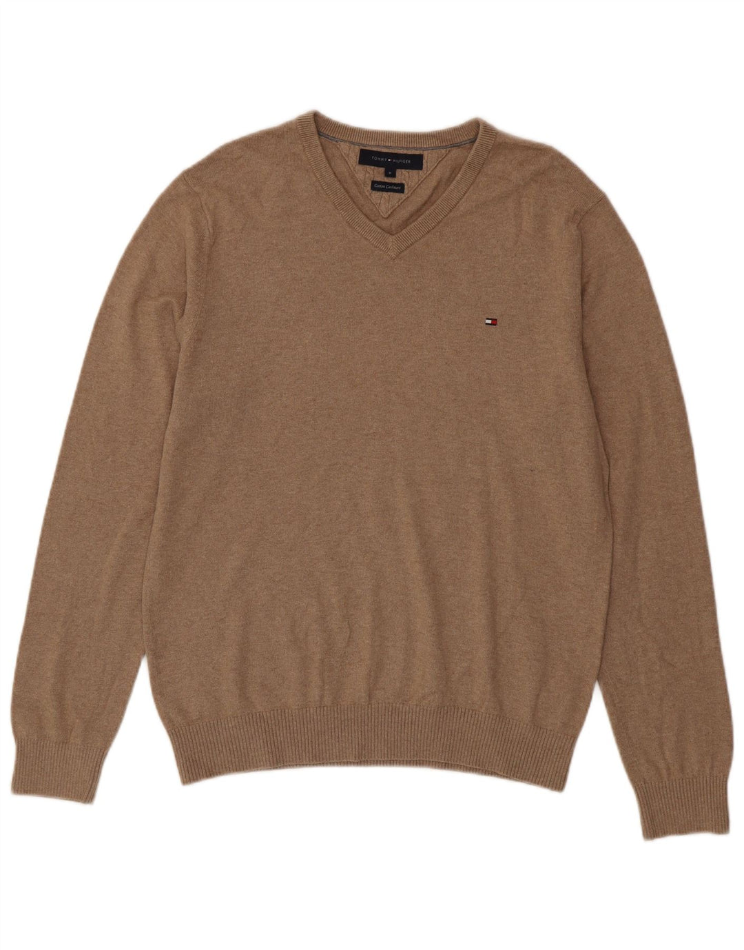 TOMMY HILFIGER Herre V-hals sweater Medium Beige Bomuld