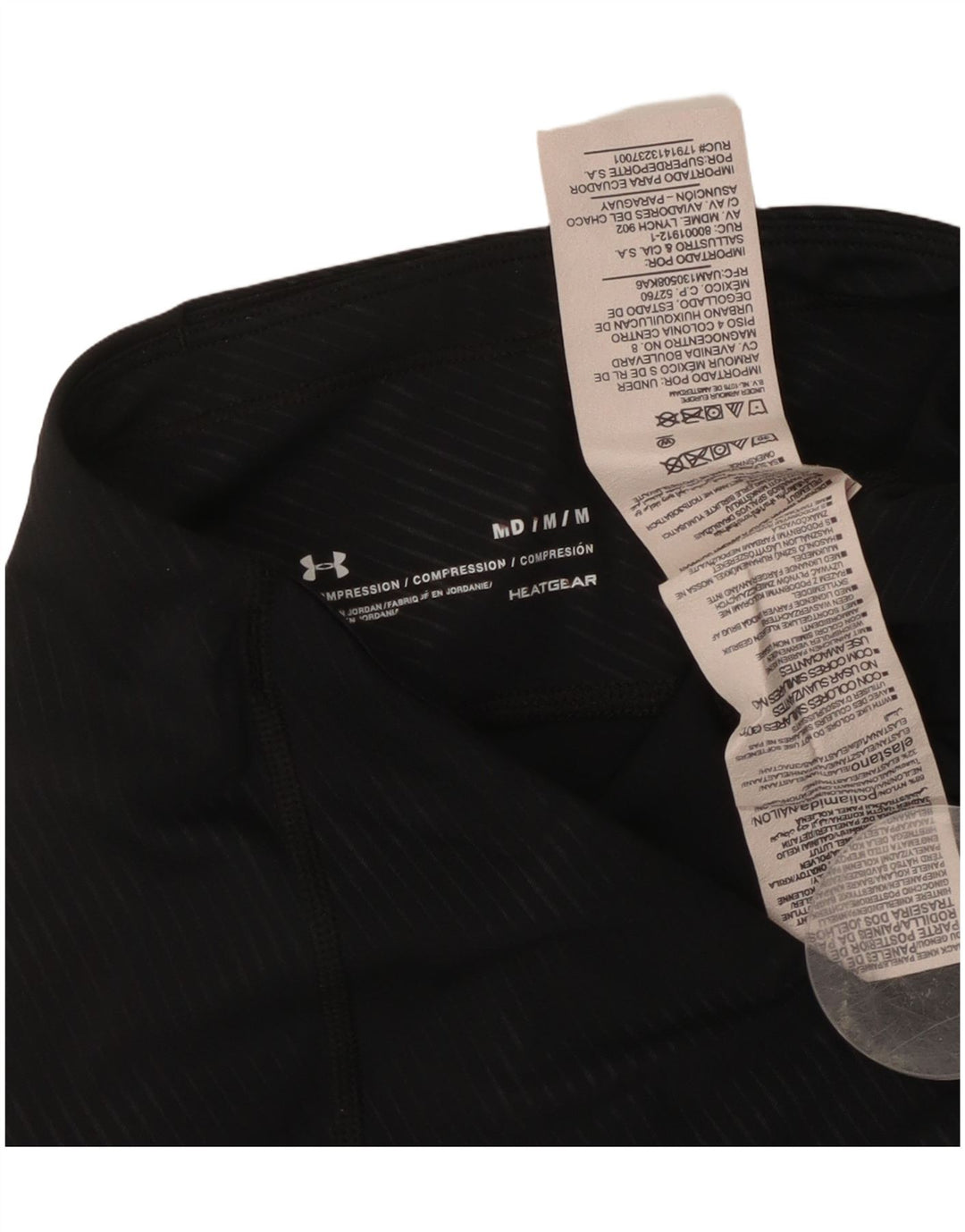 Under Armour Dame Leggings UK 14 Medium Sort Stribet Nylon