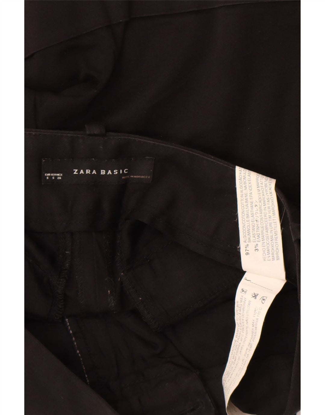 Zara Chino Shorts til kvinder Small W26 Sort bomuld