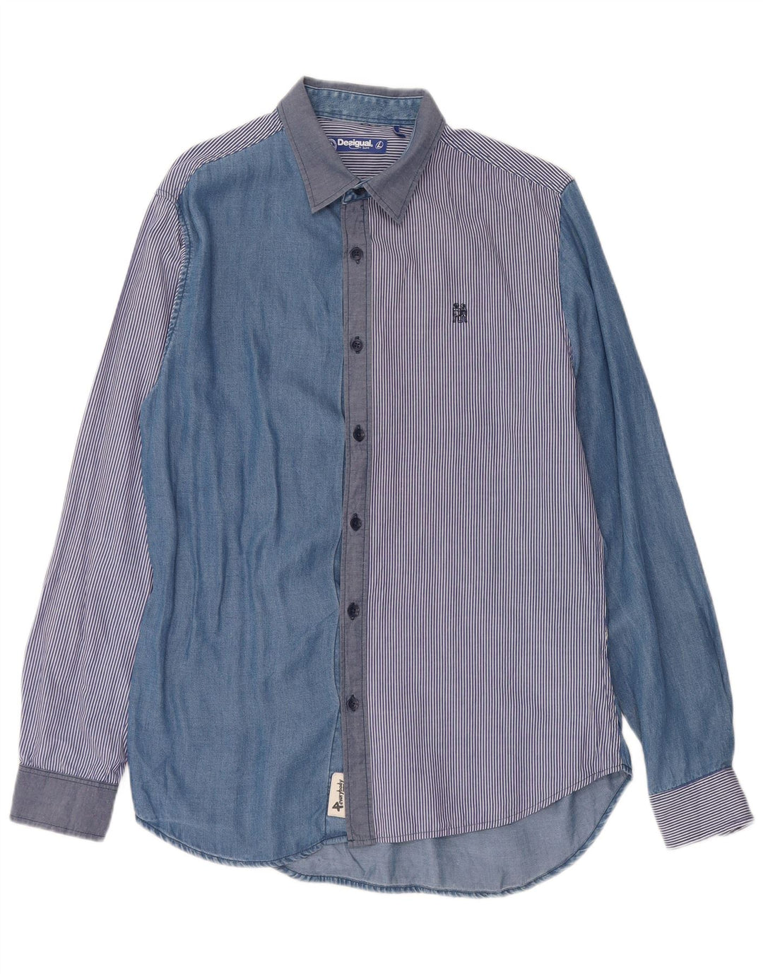 Desigual Herreskjorte Stor Blå Patchwork Lyocell