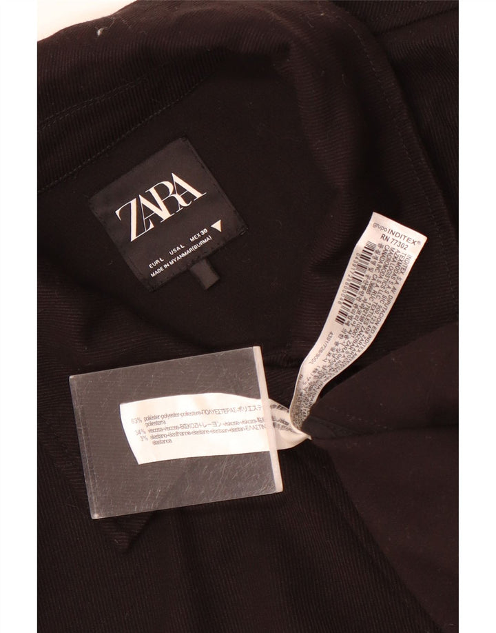 Zara Womens Oversized Bomber Jacket UK 16 Large Black Polyester