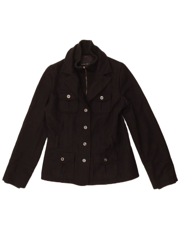 Zara Dame 4 Button Blazer Jacket UK 14 2Medium Sort Polyester
