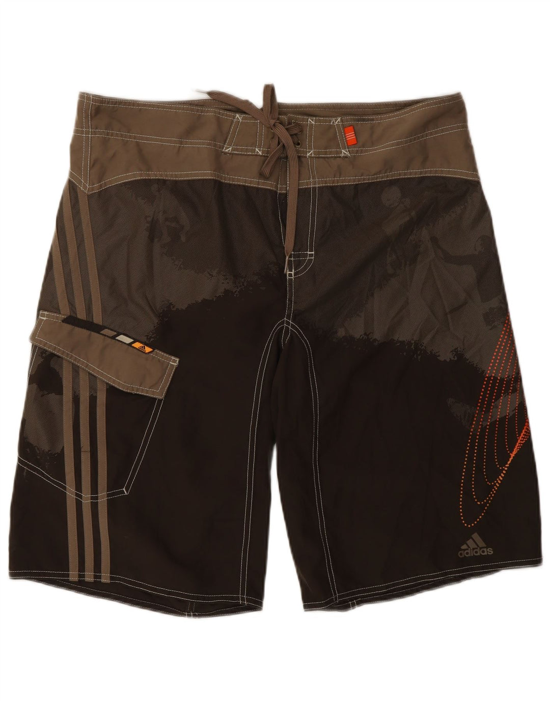 Adidas Grafiske svømmeshorts til mænd, store brune colourblock polyester
