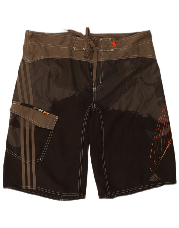 Adidas Grafiske svømmeshorts til mænd, store brune colourblock polyester