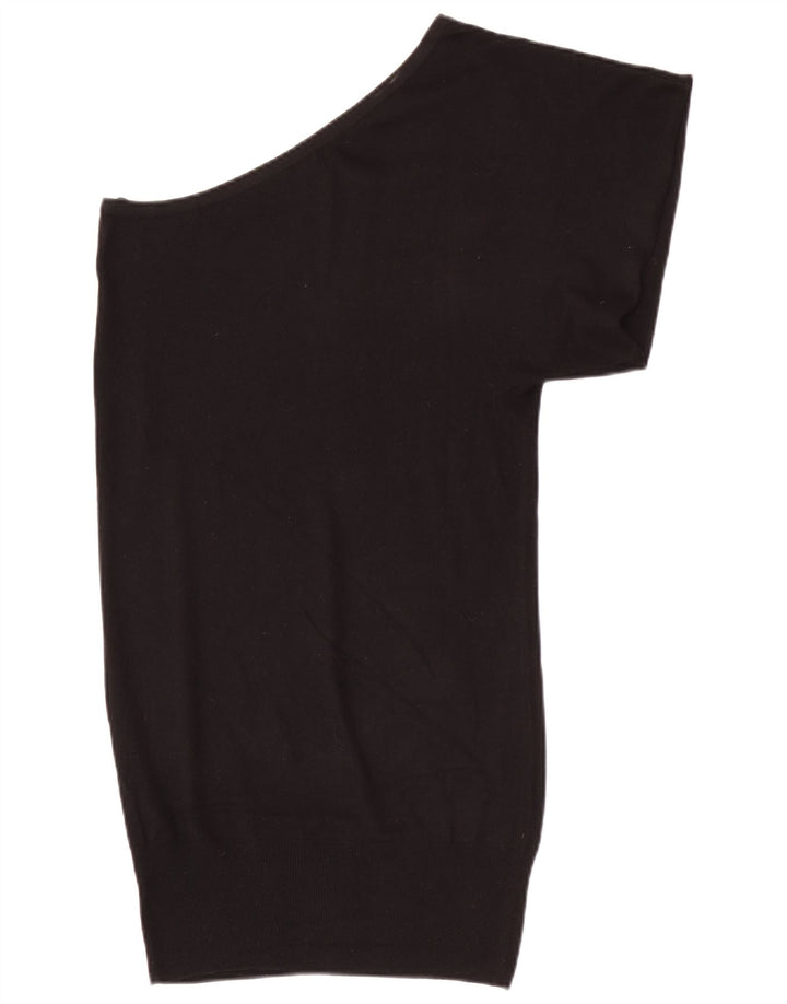 Massimo Dutti Dame One Shoulder Jumper Kjole UK 12 Medium Sort Silke