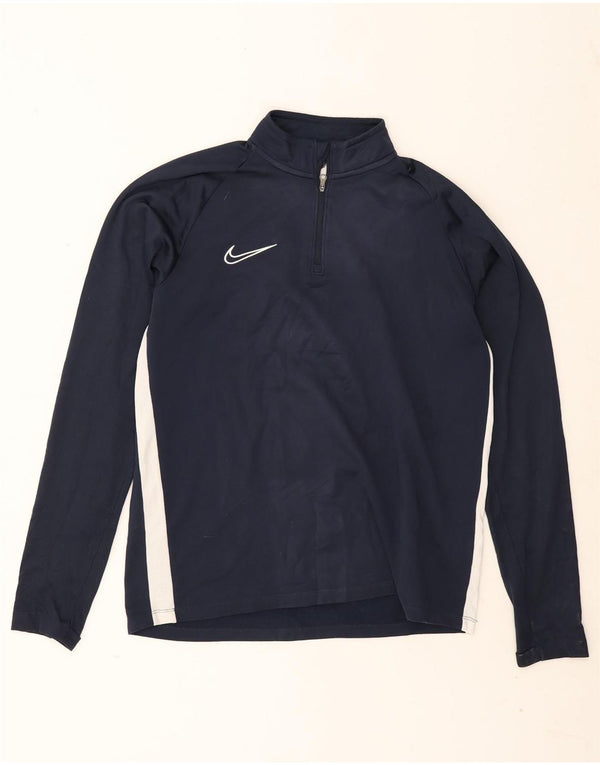 Nike Herre Dri Fit Pullover Træningsdragt Top Medium Navy Blue Colourblock