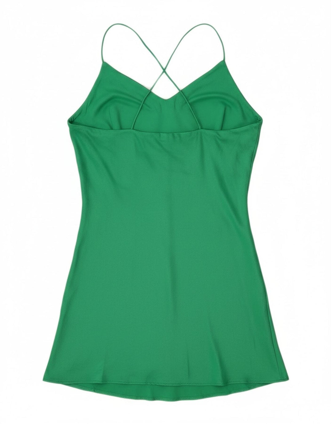 Zara Dame Halter Dress UK 10 Small Green Viscose