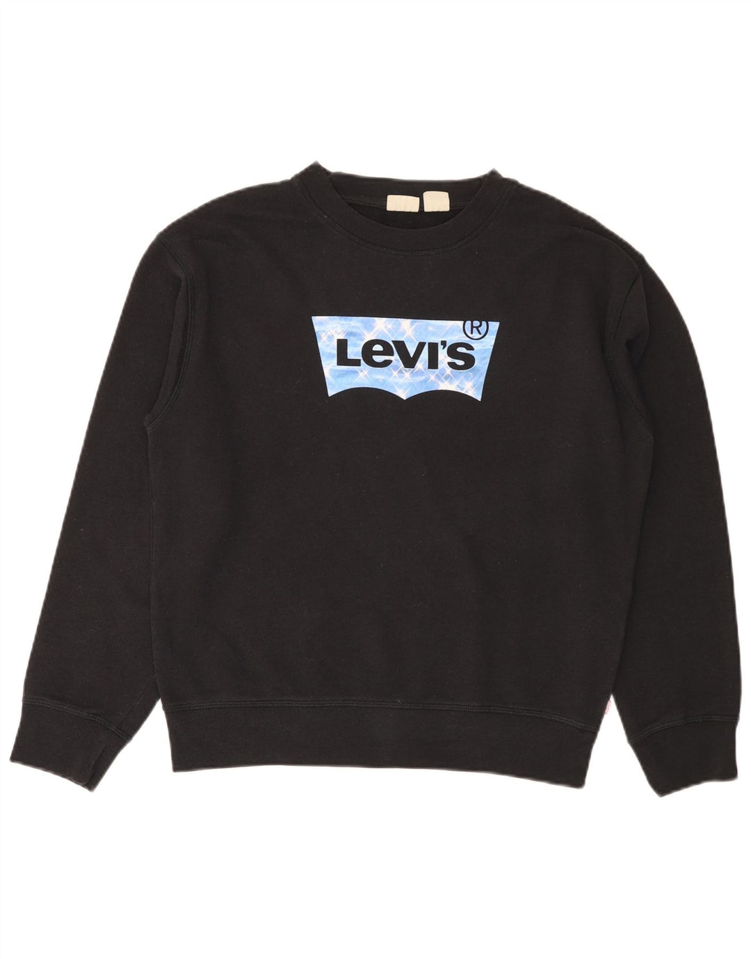 LEVI'S Dame Oversized grafisk sweatshirt Jumper UK 10 Lille sort bomuld